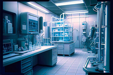 Wall Mural - High tech laboratory - clean room for use in scientific research or medical diagnosis created by generative AI