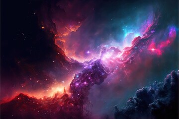 Wall Mural - nebula and galaxies in the deep space. abstract cosmos univese background