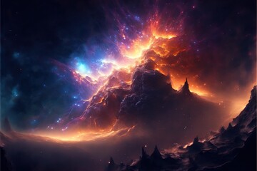 Wall Mural - nebula and galaxies in the deep space. abstract cosmos univese background