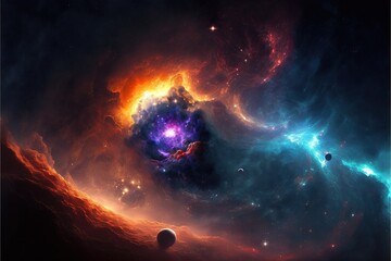 Wall Mural - nebula and galaxies in the deep space. abstract cosmos univese background