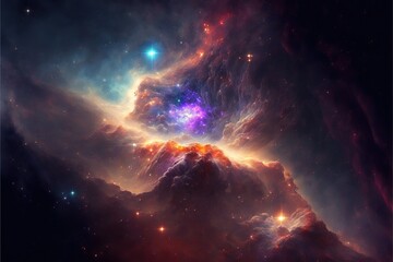 Wall Mural - nebula and galaxies in the deep space. abstract cosmos univese background