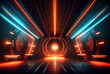 © Gary - Futuristic neon laser stage background by generative AI