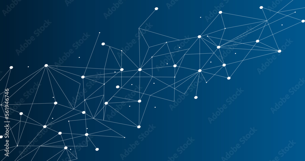 White network. Abstract connection on blue background. Network technology background with dots and lines for desktop. Ai background. Modern abstract concept. Line background, network technology