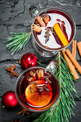 Poster - Christmas mulled wine with spices.