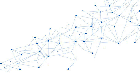 Wall Mural - Blue network. Abstract connection on white background. Network technology background with dots and lines for desktop. Ai background. Modern abstract concept. Line background, network technology