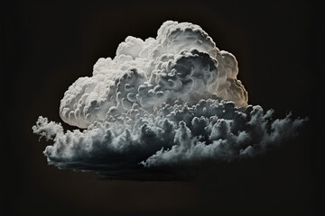 Sticker - Isolated white clouds against a dark background. Generative AI