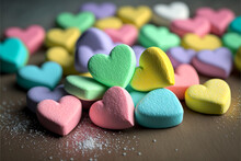 Valentine's Day Heart Shaped Candy, Ai Generative Art