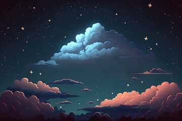 cloudy night sky with stars. Generative AI