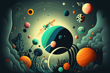 Wall Mural - image of outer space. . mixed media. generative ai