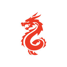 Tribal Dragon Silhouette Logo Design, Dragon Vector Icon