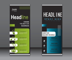 Wall Mural - Roll up banner template design,banner layout, advertisement, pull up, polygon background.