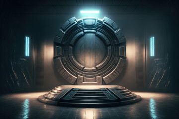 background in technology stage without a power podium. science fiction notion. technological basis a