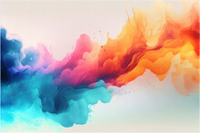 Clean Minimal Watercolor Background With Abstract Shapes And Pastel Colors In Contrast, Paint Splash, - Generative AI Illustration