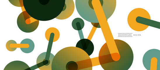 Poster - Line points connections geometric abstract background. Circles connected by lines. Trendy techno business template for wallpaper, banner, background or landing