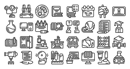 back to school icon set. vector illustration for web, computer and mobile app. line style icon