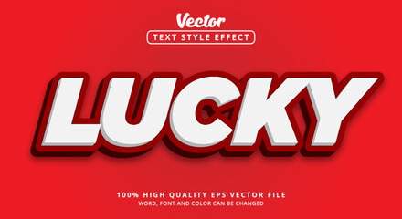 Poster - Editable text effect, Lucky text on layered white and red color style and modern style