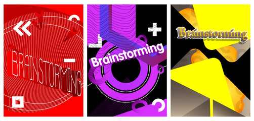 Poster - Brainstorming Poster Collection. Vector illustration. Abstract event template for website, banner, book cover, presentation.