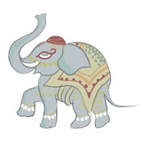 Fototapeta Dinusie - Jewelry Elephant dancing in festival Book Illustration isolated on white background