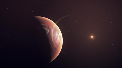 Wall Mural - Planet Mars And Glowing Sun View On Space