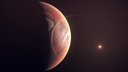 Wall Mural - Mars Planet And The Sun In The Space - close up