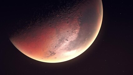 Wall Mural - Rotating Mars Partially Shadowed - close up