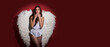© Volodymyr - Valentine sensual angel girl. Young woman in angel costume. Valentines day and costumes concept. Girl with angel wings and a white dress. Fallen white angel. Long white wings.