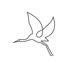 Stork Fly Line Art Icon Logo Vector