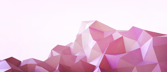 Aufkleber - Abstract Background. Futuristic Metaverse and 3D Low poly mountain for Business success and Network connection concept on red background. security, copy space, software, digital, banner -3d Rendering