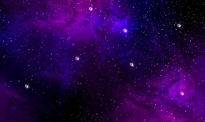 Wall Mural - Space background with realistic nebula and shining stars. Abstract blue and purple background with nebulae and stars in space. Nebula night starry sky in rainbow colors. Multicolor outer space.