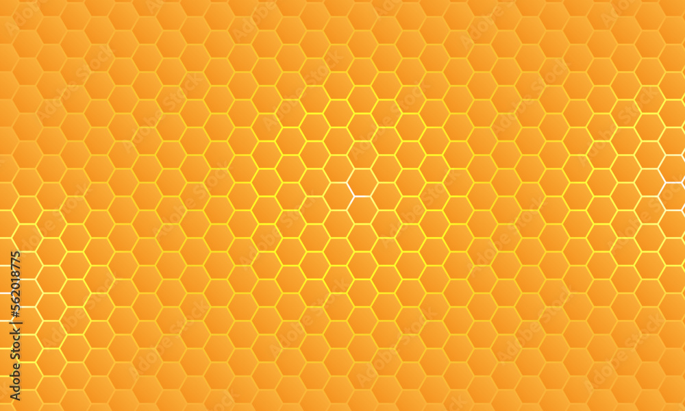Yellow, orange beehive background. Futuristic honeycomb, bees hive ...