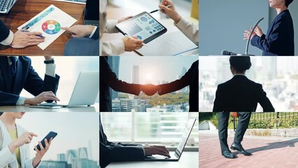 Fototapete - ビジネスイメージ　握手からのトランジション　タイトル　テンプレート