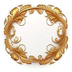 Wall Mural - Golden baroque frame ornament on white background. Antique style gold flowers, leaves. Decorative elegant luxury design.golden elements in baroque, rococo style.seamless vintage pattern. generative ai