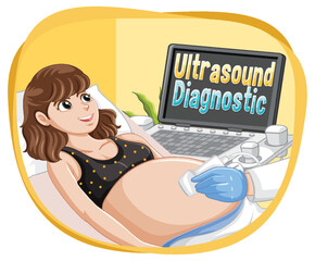 Sticker - Ultrasound scan for pregnant woman in hospital