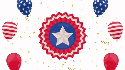 Sticker - usa flag in balloon heliums and lace