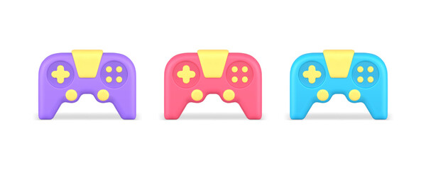 Poster - Gamepad with buttons for online virtual game playing 3d icon set realistic vector illustration
