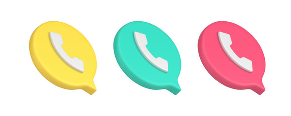 Poster - Phone call telephone handset button quick tips isometric 3d icon realistic vector illustration