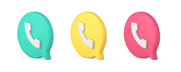 Poster - Telephone communication phone call web application 3d icon set realistic vector illustration