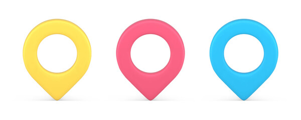 Poster - map pin pointer destination direction global navigation marker world location 3d icon set vector