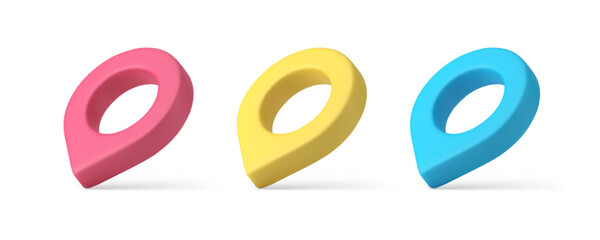 Poster - gps map pin navigation cartography pointer for location destination 3d icon set realistic vector