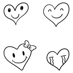 Wall Mural - Doodle sketch style of hearts icon vector illustration for concept design.