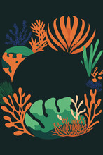 Great Barrier Coral Reef Vector Flat Color Illustration Poster