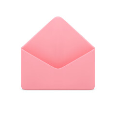 Poster - Pink open paper envelope inbox message communication correspondence information 3d icon vector