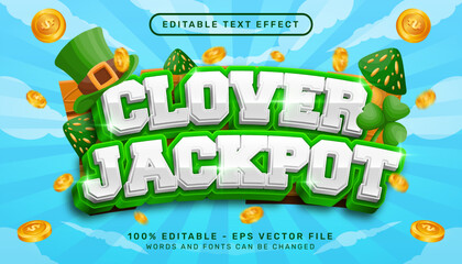 Poster - clover jackpot 3d text effect and editable text effect whit st patrick's day element