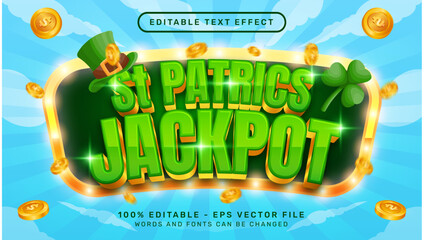 Poster - st patrick's jackpot 3d text effect and editable text effect whit st patrick's day element