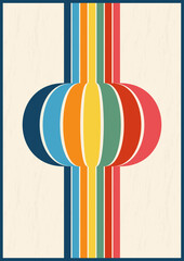 Wall Mural - abstract lines retro background. vintage graphic pattern with stripes. rainbow poster, cover or bann