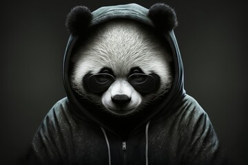 Cool animals in hoodies and sunglasses panda