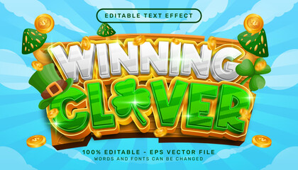 Poster - winning clover 3d text effect and editable text effect whit st patrick's day element