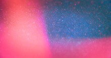 Neon Bokeh Light. Blur Glitter Glow. Glamour Sequin Sparkles. Defocused Fluorescent Blue Pink Color Shiny Circles Lens Flare Abstract Background With Free Space.