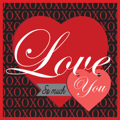 Wall Mural - happy valentines day card with heart and love text