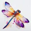 Colourful dragonfly abstract illustration. Generative AI